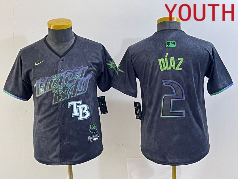 Youth Tampa Bay Rays #2 Diaz Nike MLB Limited City Connect Black 2024 Jersey style 5->women mlb jersey->Women Jersey